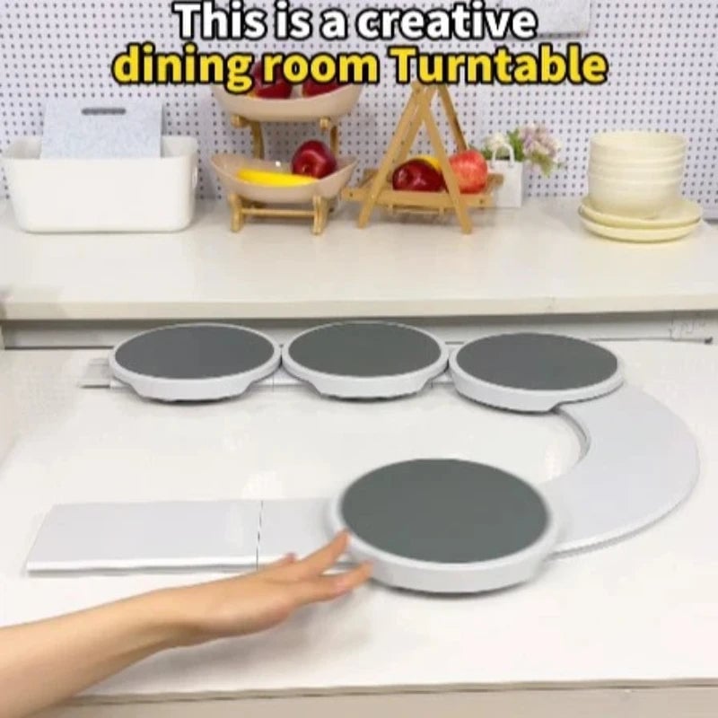 Manual Expandable Rotating Turntable Plate for Dining Table Kitchen