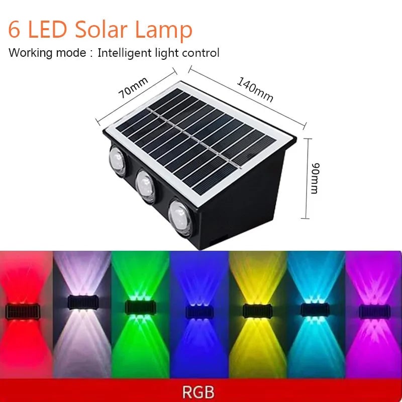 4/6/8 LED Solar Wall Lamp Waterproof Up Down Garden Street Light