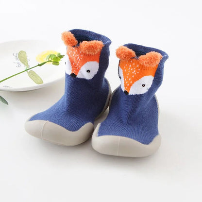 Soft Non-Slip Baby First Walker Shoes - Rubber Sole Knit Booties
