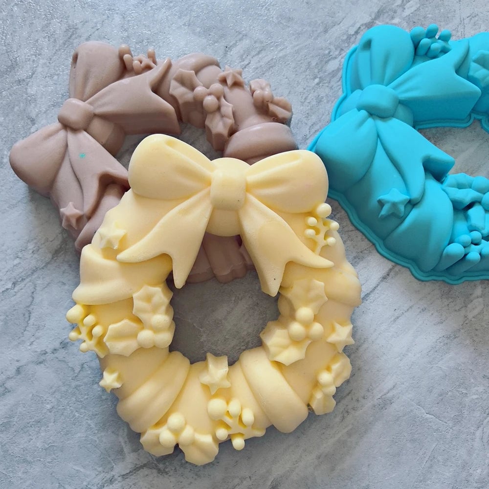 Large Bow & Wreath Silicone Cake Baking Mold - Food Grade Non-Stick