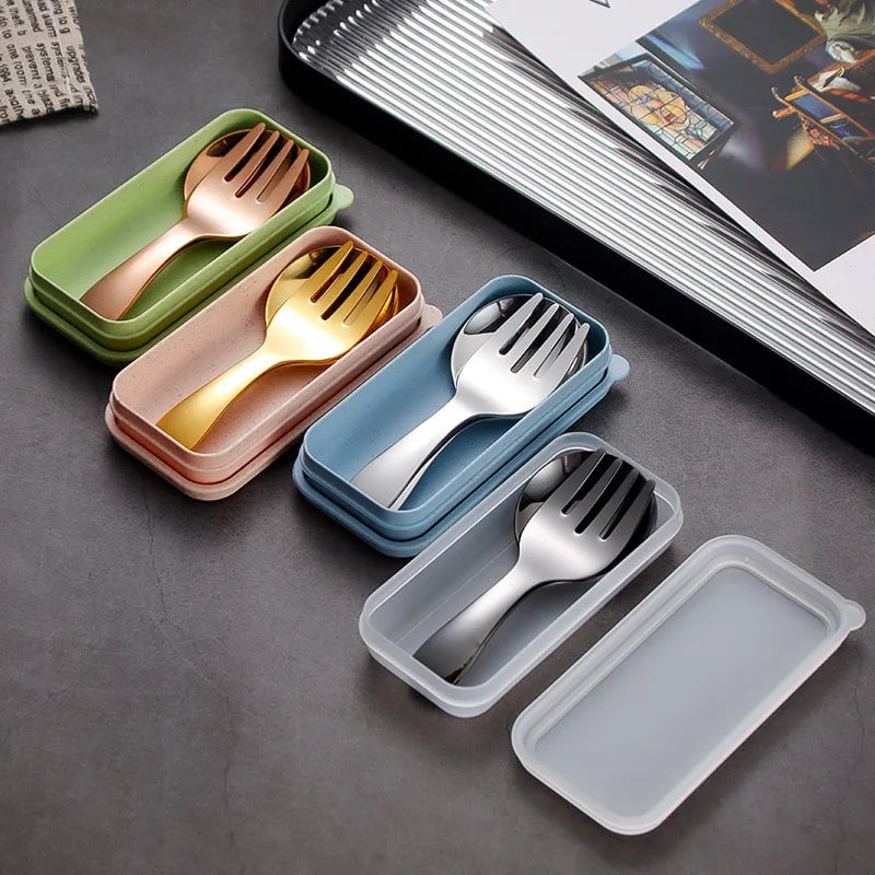 304 Stainless Steel Portable Spoon Fork Set - Outdoor Camping