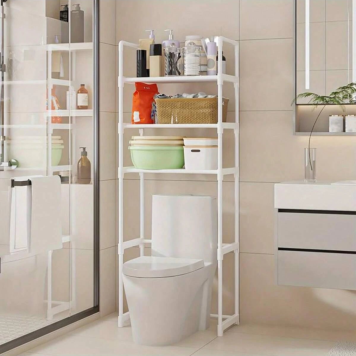 3 Tier Bathroom Storage Rack Above Toilet Shelf Organizer Space Saver