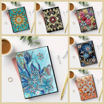 DIY Diamond Painting PU Leather Notebook - Mandala Flower Design Kit