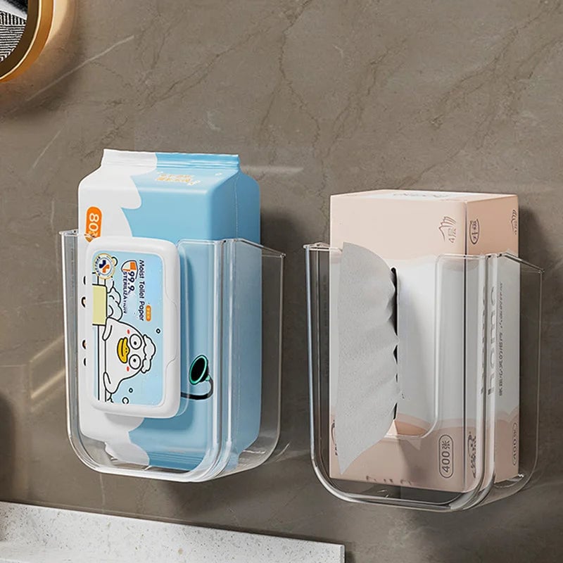 Wall-Mounted Punch-Free Wet Wipe Dispenser Storage Box Kitchen Bath
