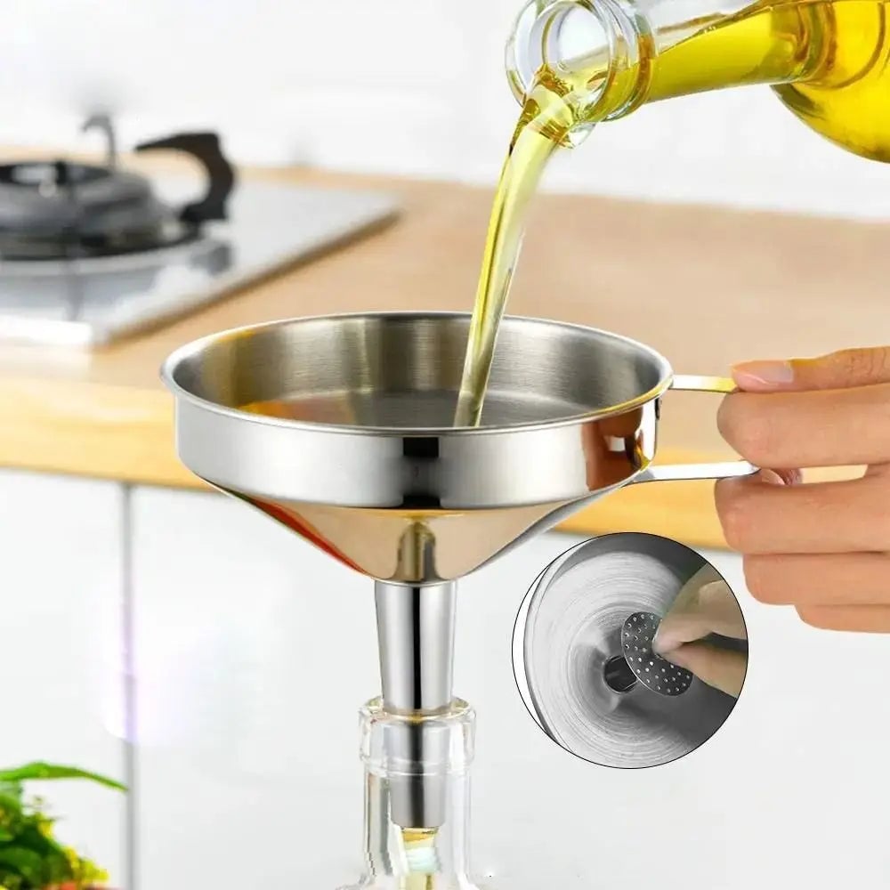 Wide Mouth Stainless Steel Funnel with Detachable Filter