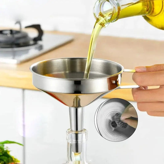 Wide Mouth Stainless Steel Funnel with Detachable Filter