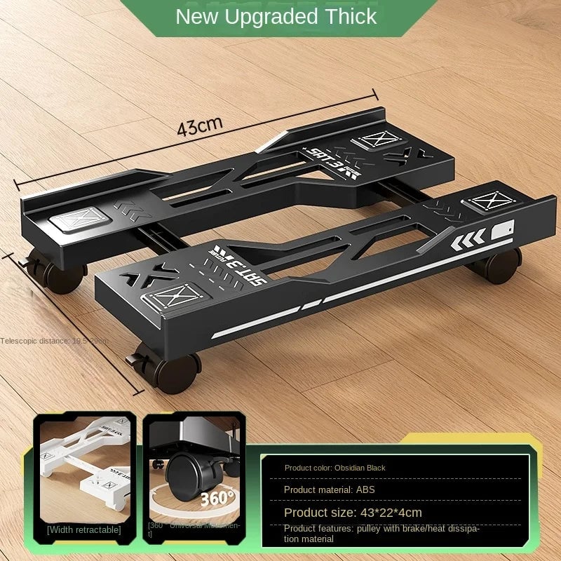 Adjustable CPU Stand Mobile Computer Tower Cart Rolling Wheels