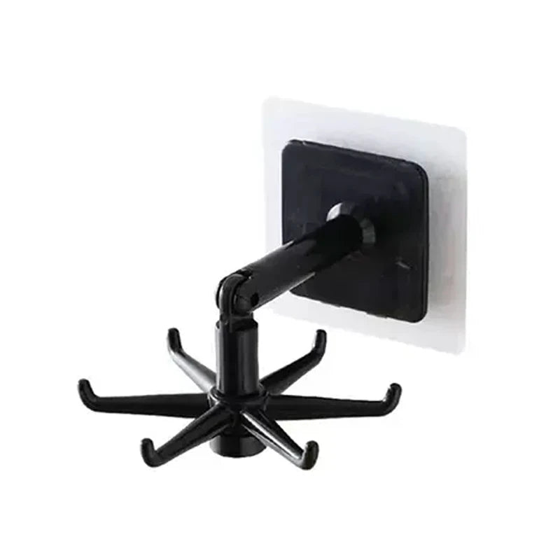 1pc 360 Degree Rotatable Pp Punch Free Six Claw Hook Kitchen Spatula Spoon Storage Wall Mounted Hanger