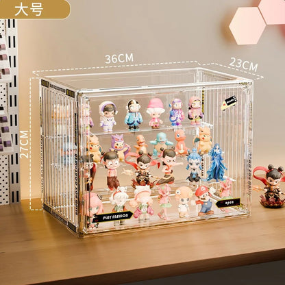 3-Tier Acrylic Display Case Dustproof Step Shelf Anime Figures