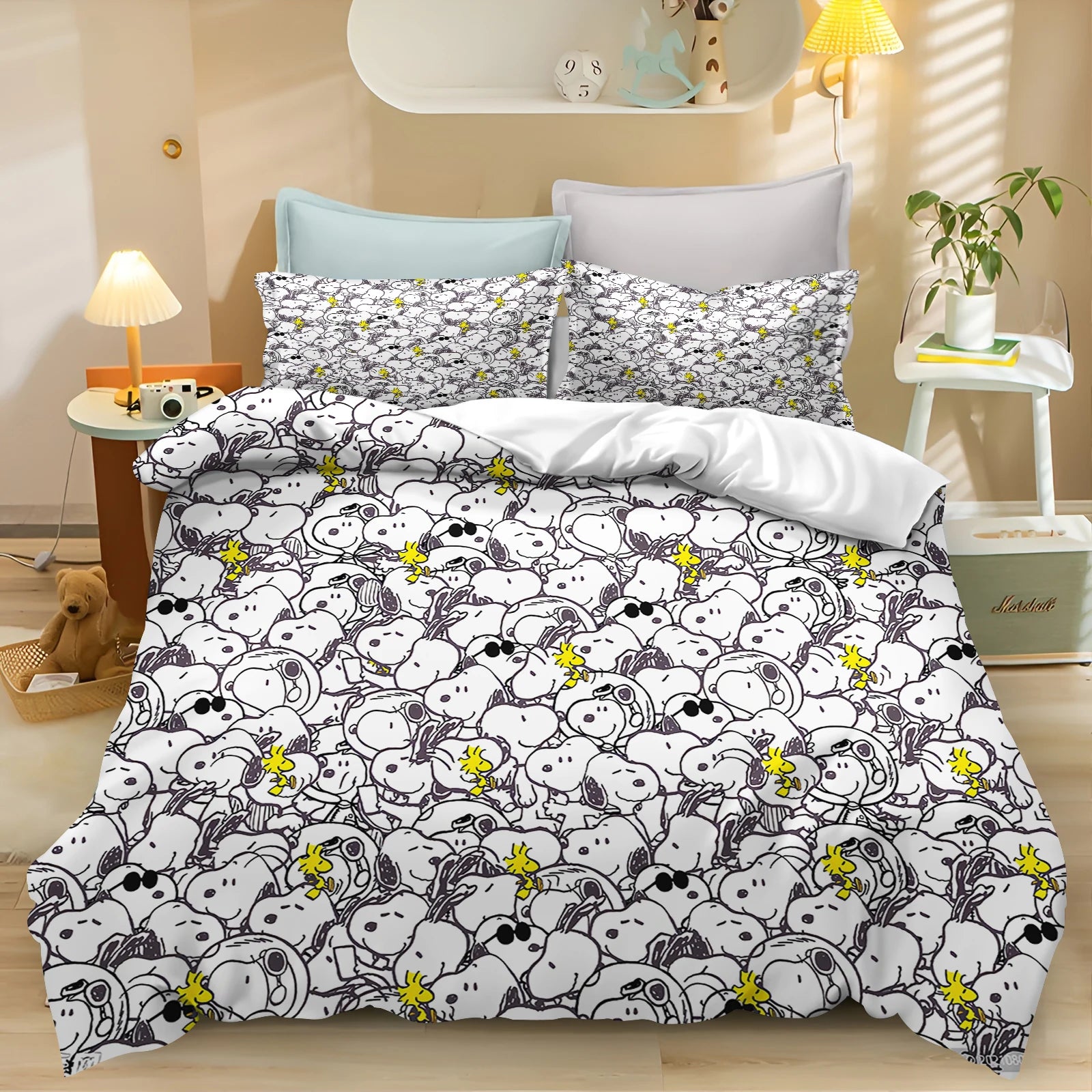 Snoopy Peanuts 3D King Size Duvet Cover Comforter Bedding Set