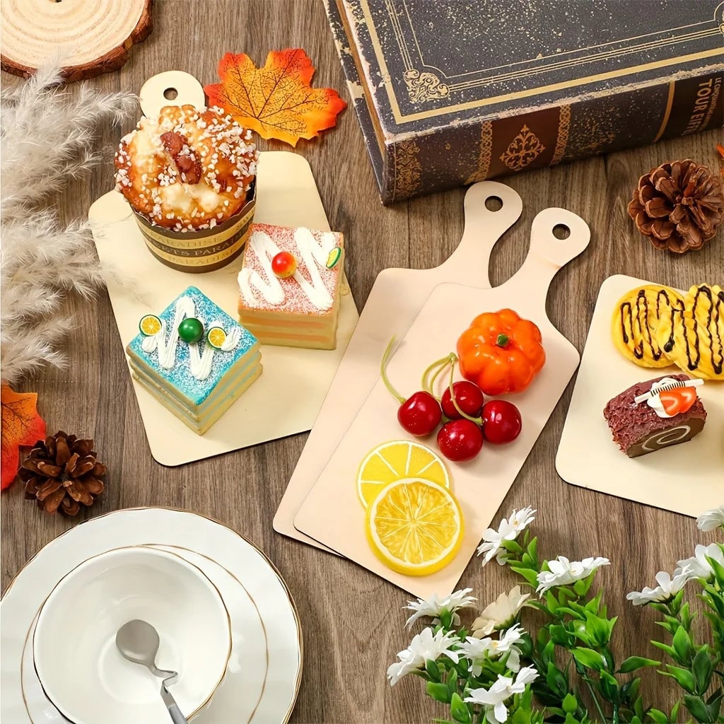 8pc Mini Wood Cutting Boards w/ Handle Rectangular Unfinished Craft