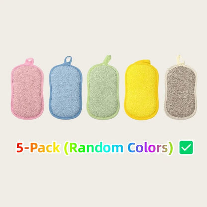 Dual-Sided Microfiber Cleaning Sponges - Reusable Odorless Scrub Pads