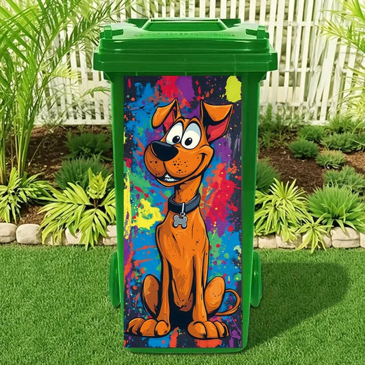 Waterproof Cartoon Dog Rubbish Bin Stickers - Removable Vinyl Decals