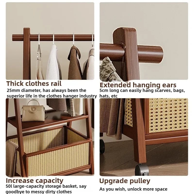 Heavy Duty Floor Standing Clothes Rack - Bedroom Wardrobe Storage