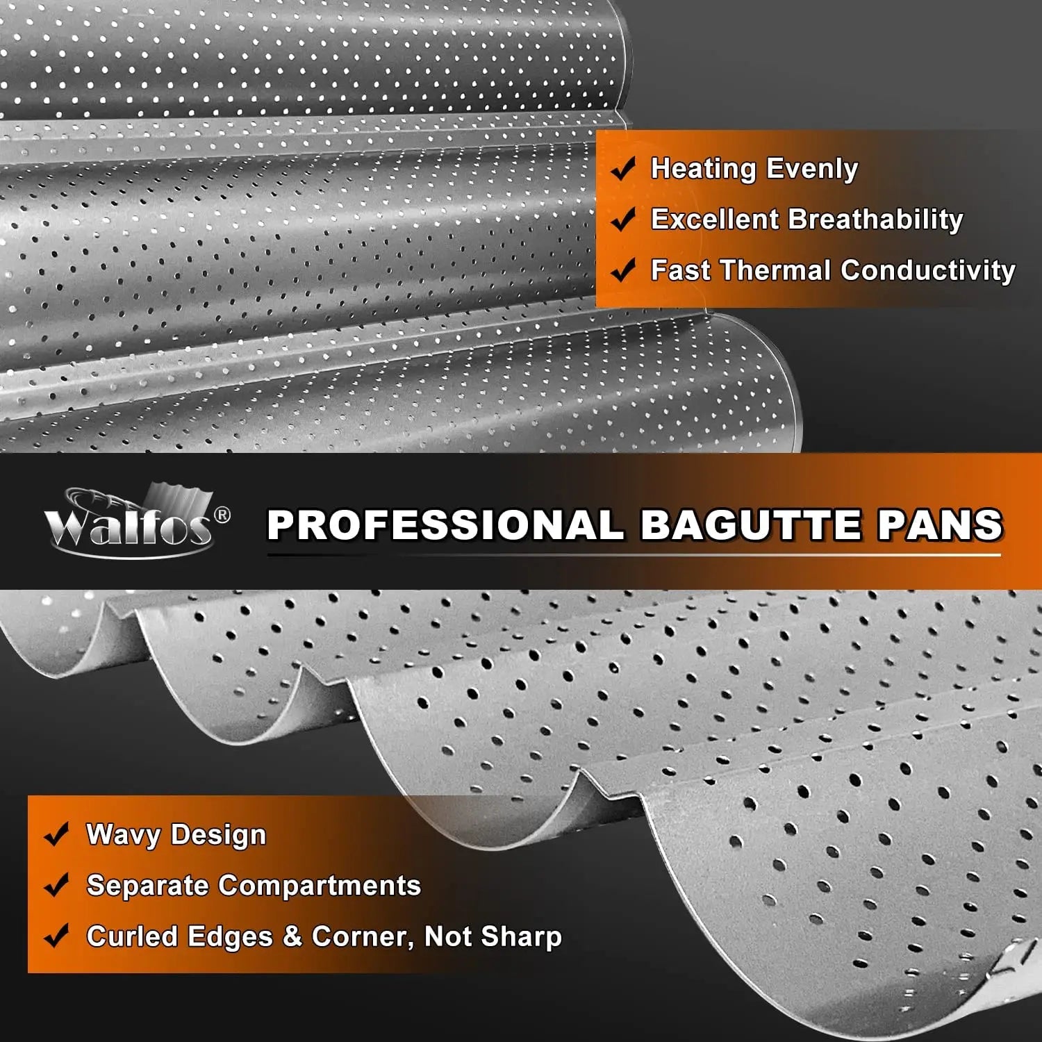 Baguette Bread Baking Pan - Non-Stick French Loaf Mould Tray