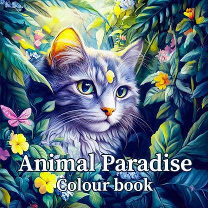 Adult Coloring Book Animals Cats Flowers Therapeutic Art Therapy