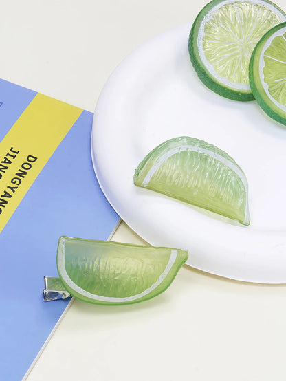 Citrus Fruit Hair Clips - Lemon Orange Design Summer Girls Hairpins