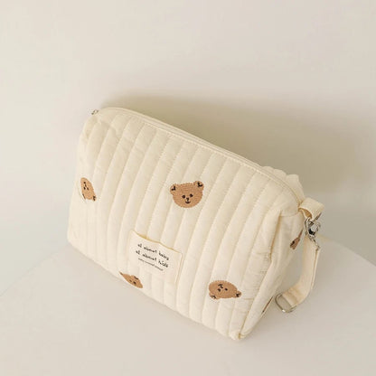 Embroidered Diaper Bag with Cute Print - Travel Baby Nappy Pouch