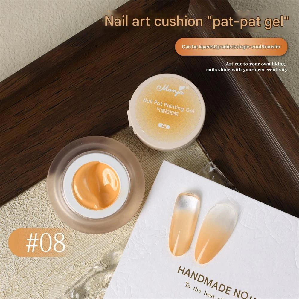 Cushion Patting Gel Polish - Ombre Black White Peach Gradient Nail Art