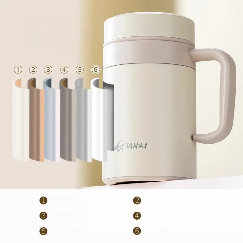 Large Capacity Thermos Cup Tea Water Separation Handle Strap Women