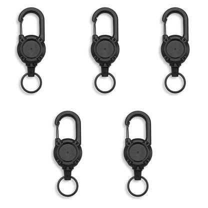 Heavy Duty Retractable Steel Wire Carabiner Key Reel - Spring Pull