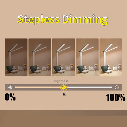LED Desk Lamp 3-Level Dimmable Touch Control USB Rechargeable Foldable