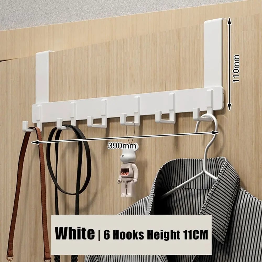 6-Hook Over Door Hanger - Multi-Purpose Clothes Coat Hat Organizer