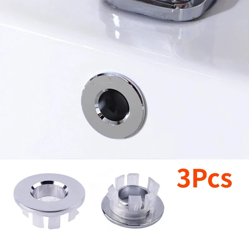 Sink Overflow Cover Chrome Finish Bathroom Drain Protector 3Pcs