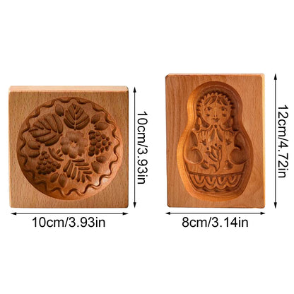 Wooden Cookie Cutter Baking Mold Press Stamps Gingerbread DIY Tool