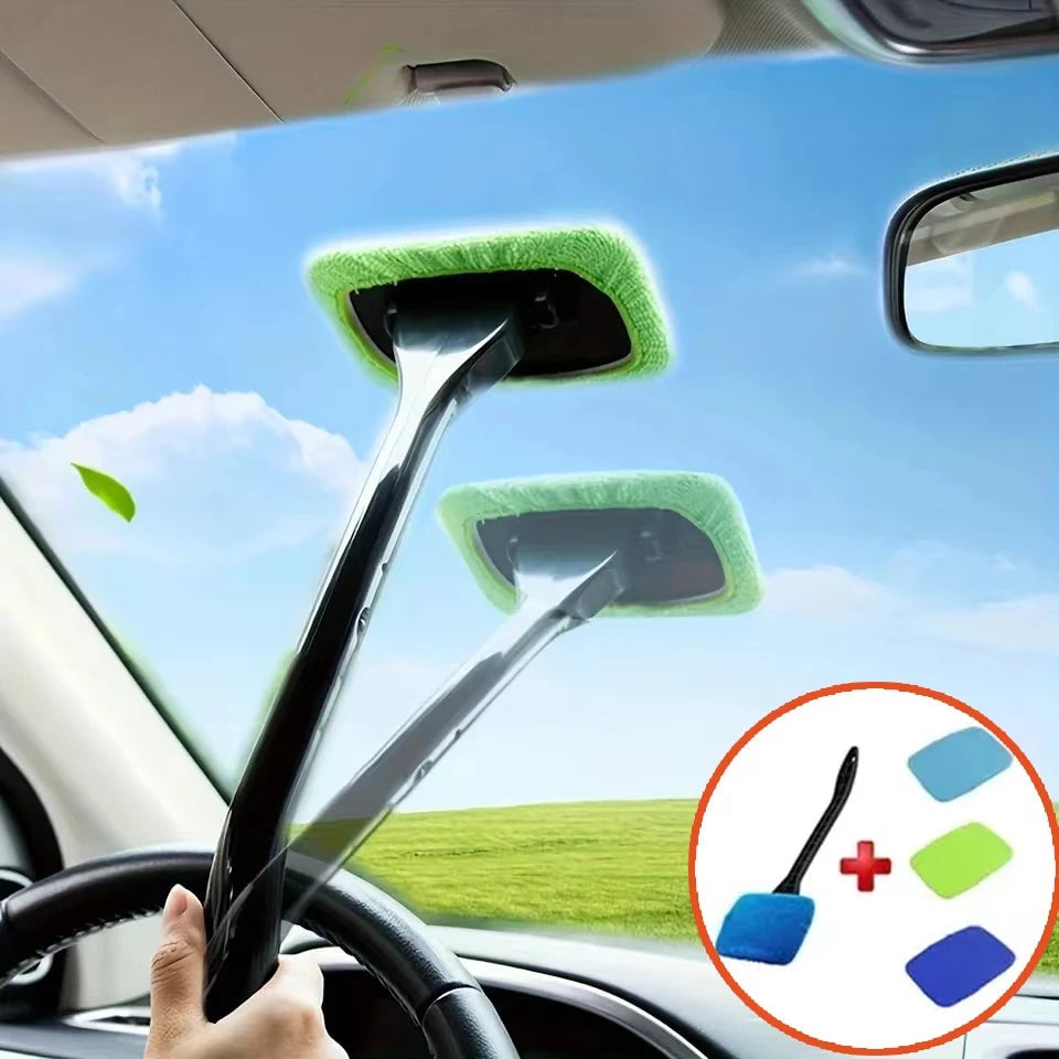 Car Window Cleaner Brush Kit Long Handle Windshield Interior Tool
