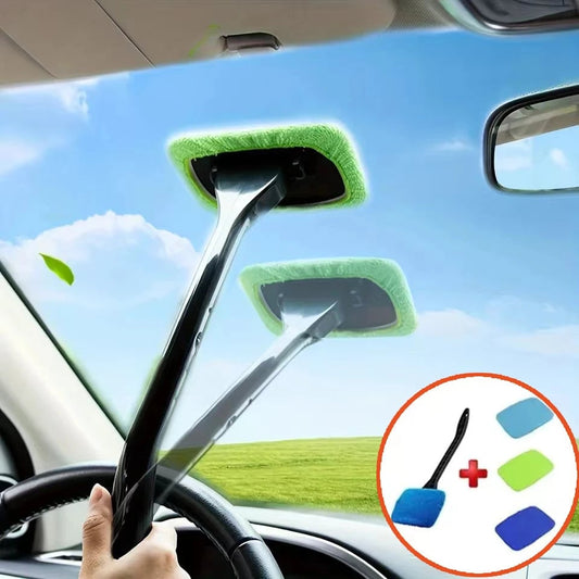 Car Window Cleaner Brush Kit Long Handle Windshield Interior Tool