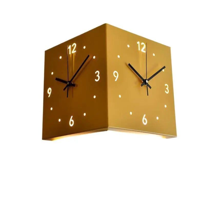 Double-Sided Corner Wall Clock Silent Creative Design Living Room