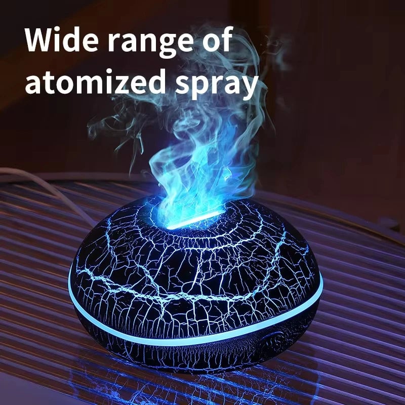 Ultrasonic Flame Humidifier with Aromatherapy & Night Light