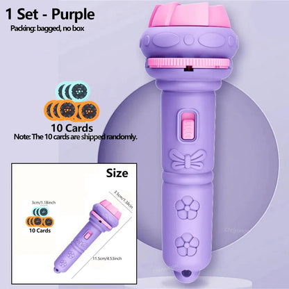 Kids Projector Flashlight 80 Patterns 10 Cards Educational Bedtime Toy