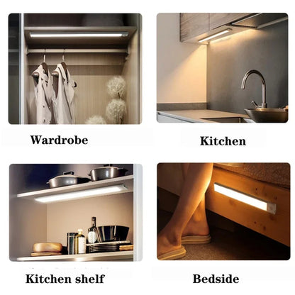 USB Rechargeable LED Cabinet Light Wireless Motion Sensor Magnetic