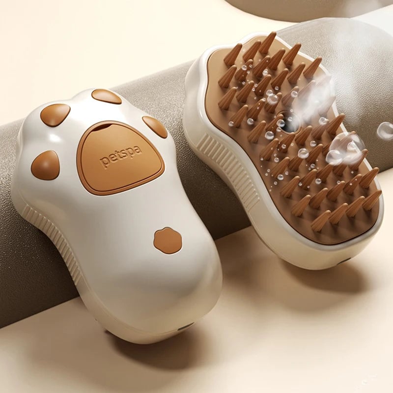 3-in-1 Electric Steam Pet Brush - Spray, Massage & Grooming Tool