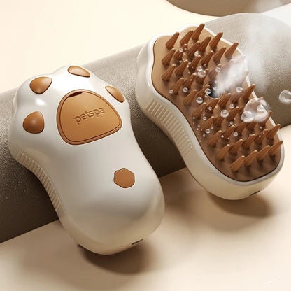 3-in-1 Electric Steam Pet Brush - Spray, Massage & Grooming Tool