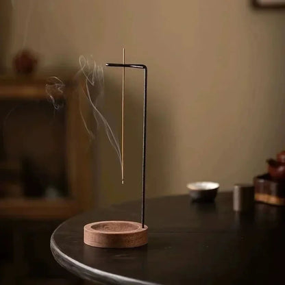 Wooden Round Incense Burner Stick Holder Tray for Home Yoga Decor