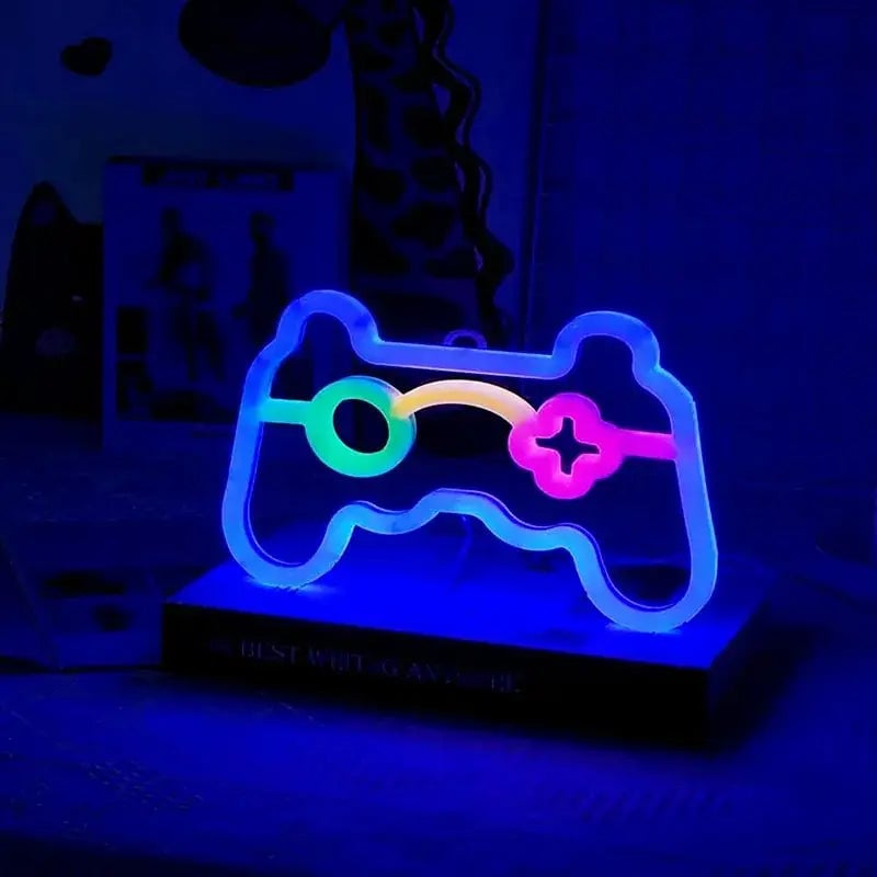 LED Game Controller Neon Sign Light - USB/Battery Gaming Room Decor