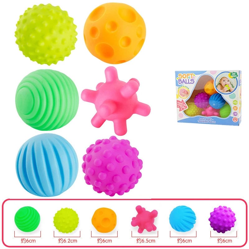 6Pcs Textured Sensory Balls Set - Baby Touch Training Massage Toys