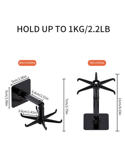 1pc 360 Degree Rotatable Pp Punch Free Six Claw Hook Kitchen Spatula Spoon Storage Wall Mounted Hanger