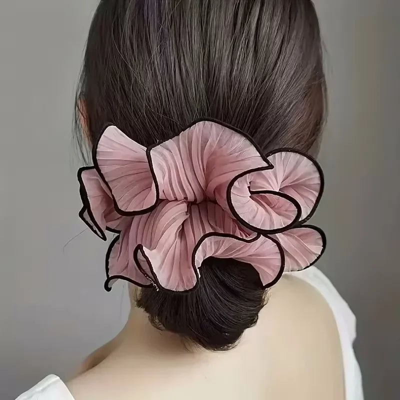 Oversized Korean Retro Chiffon Scrunchie Hair Band Fashion Accessory