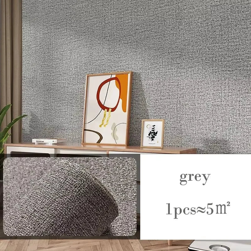 Waterproof Self Adhesive Linen Wallpaper - Plain Color Wall Stickers