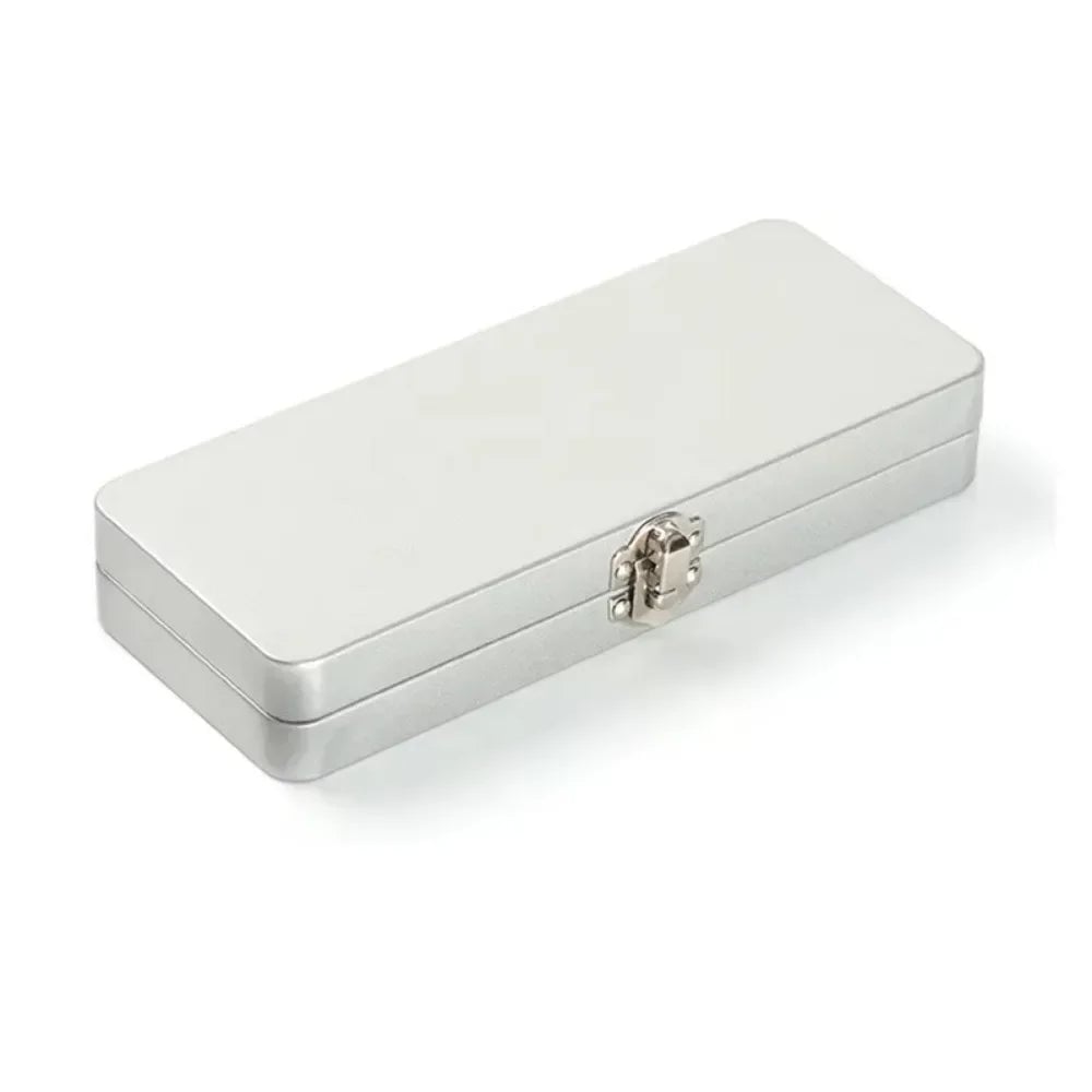 Rectangle Metal Storage Box Iron Flip Cover Lock Silver Hinged