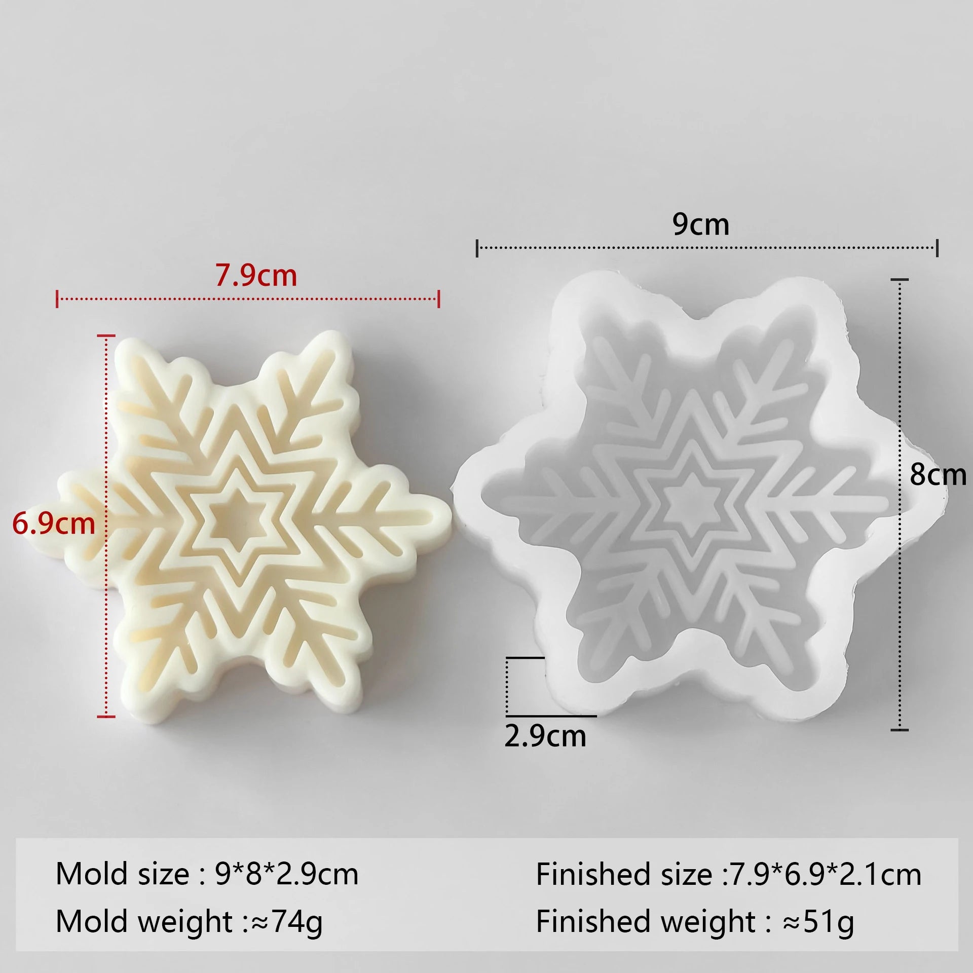 Snowflake Candle Silicone Mold - Christmas Soap Wax DIY Craft