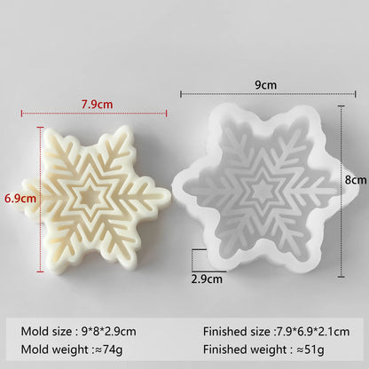 Snowflake Candle Silicone Mold - Christmas Soap Wax DIY Craft