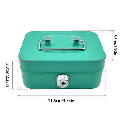 Metal Piggy Bank Box with Lock & Key - Portable Coin Money Safe