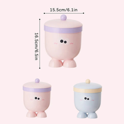 Mini Desktop Trash Can with Lid - Countertop Waste Basket Blue Pink