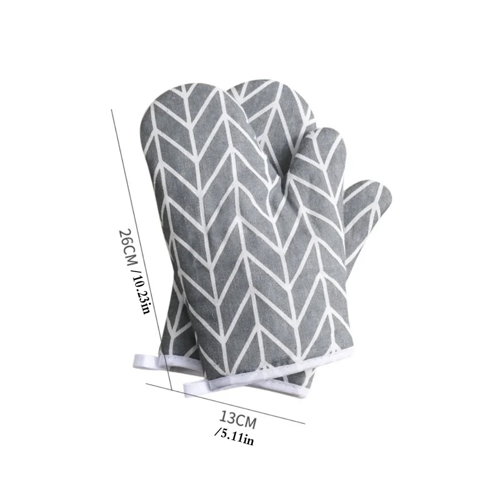High-Temperature Resistant Linen Oven Gloves - Microwave Safe Mitts