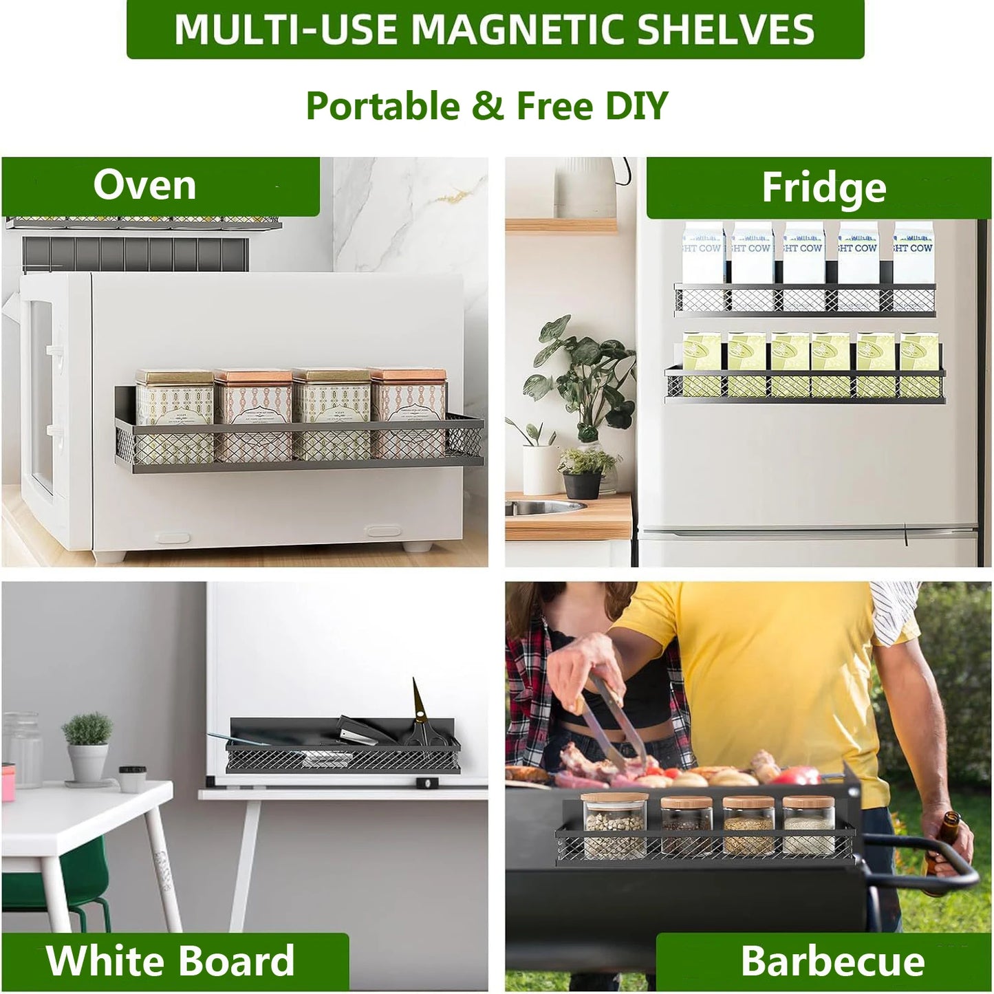 Magnetic Spice Rack Refrigerator Storage Organizer Kitchen Shelf